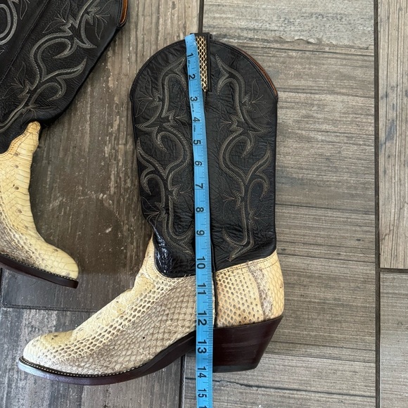 J. Chisholm Snakeskin Cowboy Boots, snake skin and Brown Leather Shaft size 7 - Picture 5 of 13